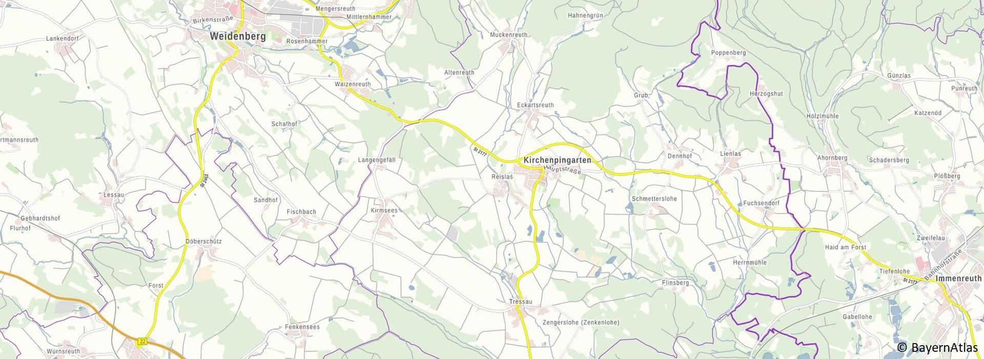 Gemeindekarte Kirchenpingarten aus dem Bayern Atlas