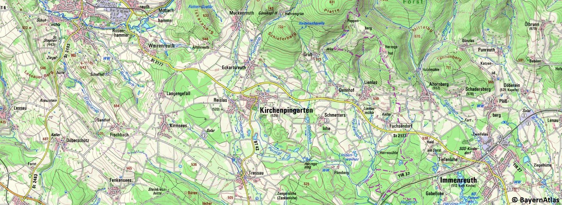 Ausschnitt Kirchenpingarten aus dem BayernAtlas