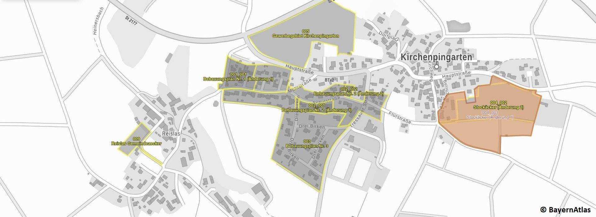 Übersicht Kirchenpingarten im Geoportal Bayern