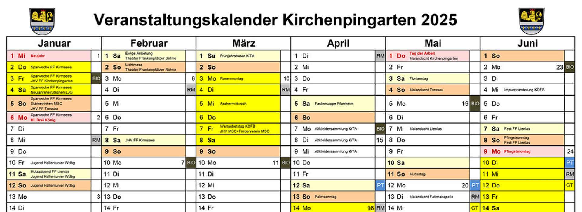 Veranstaltungskalender 2025
